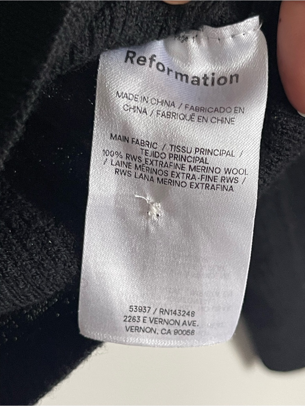 REFORMATION | Black Hermia Regenerative Merino Ribbed Polo Knit Sweater Sz M - Picture 6 of 7